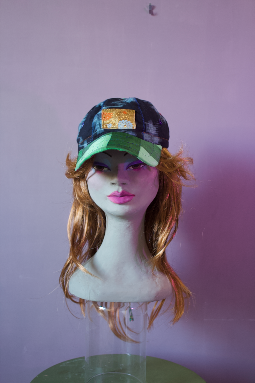 INDIGO IKAT APPLIQUÉ ORGANZA + SILK BALLCAP