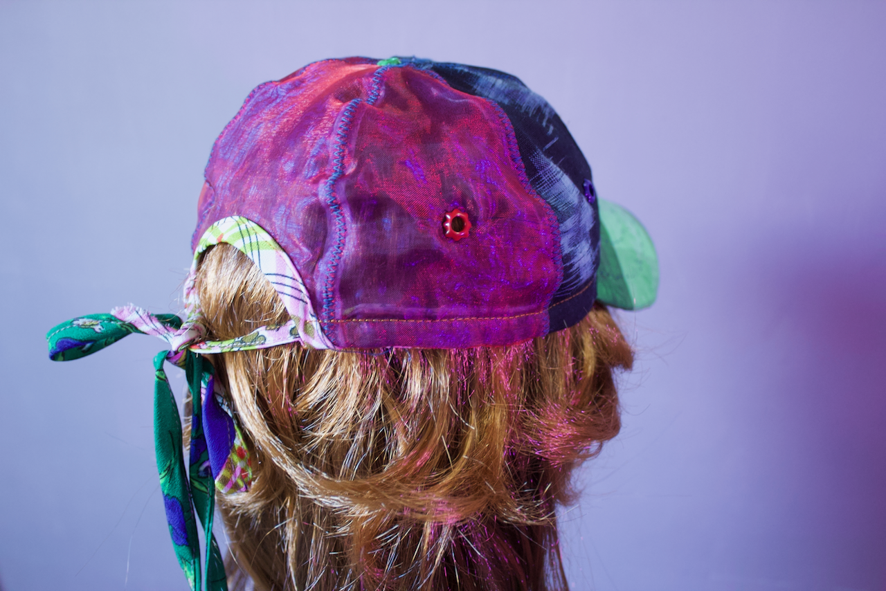 INDIGO IKAT APPLIQUÉ ORGANZA + SILK BALLCAP